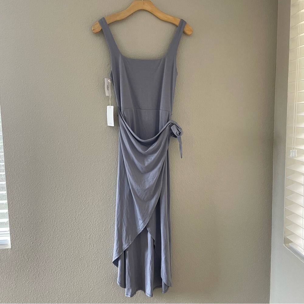 Aritzia Wilfred New Saturn Midi Dress Ardoise Grey Wrap Size Medium NWT